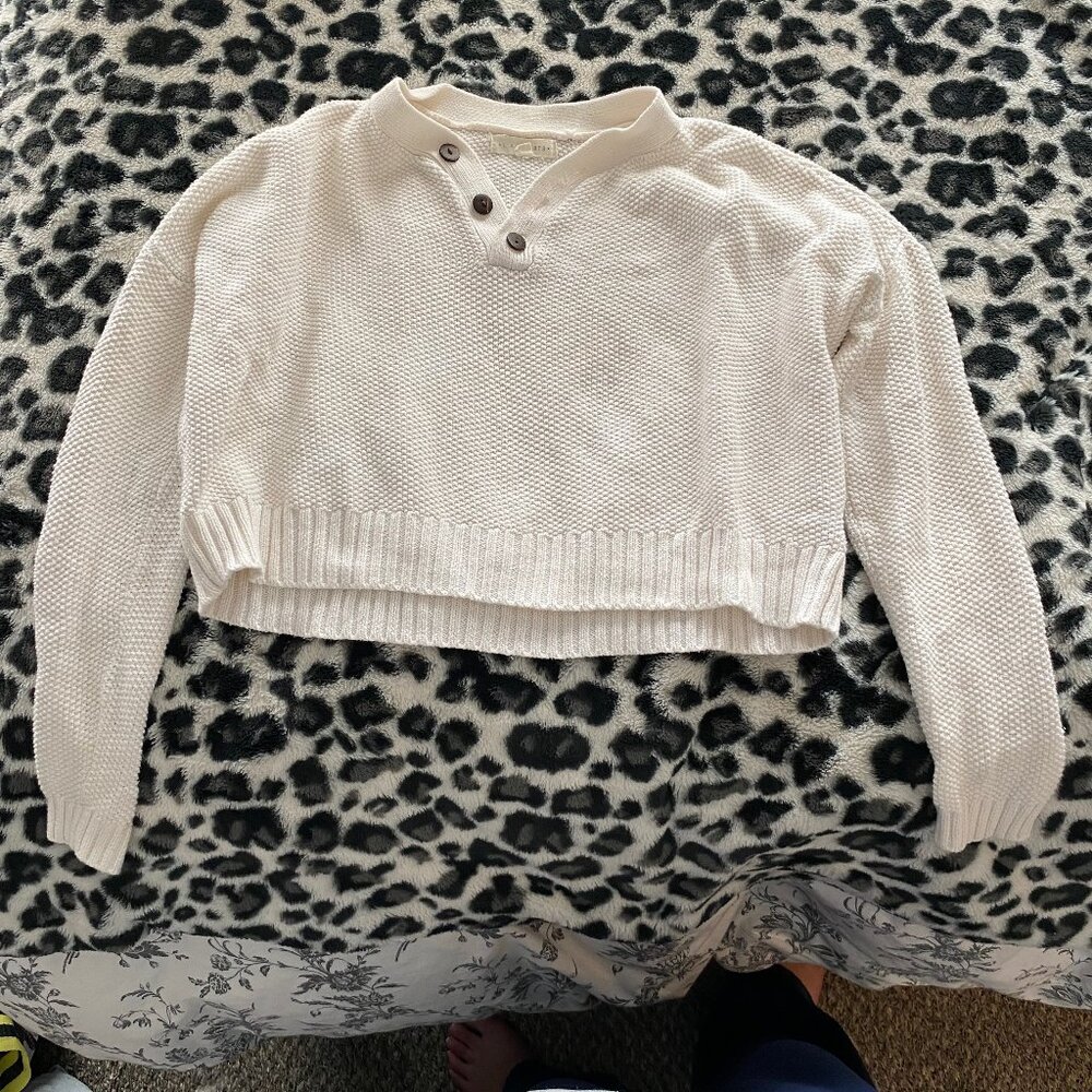 cropped off white sweater